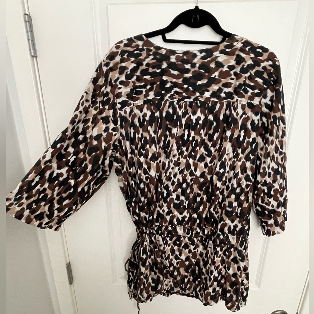 Macy’s Charter Club Animal Print Blouse with Drawstring Waist